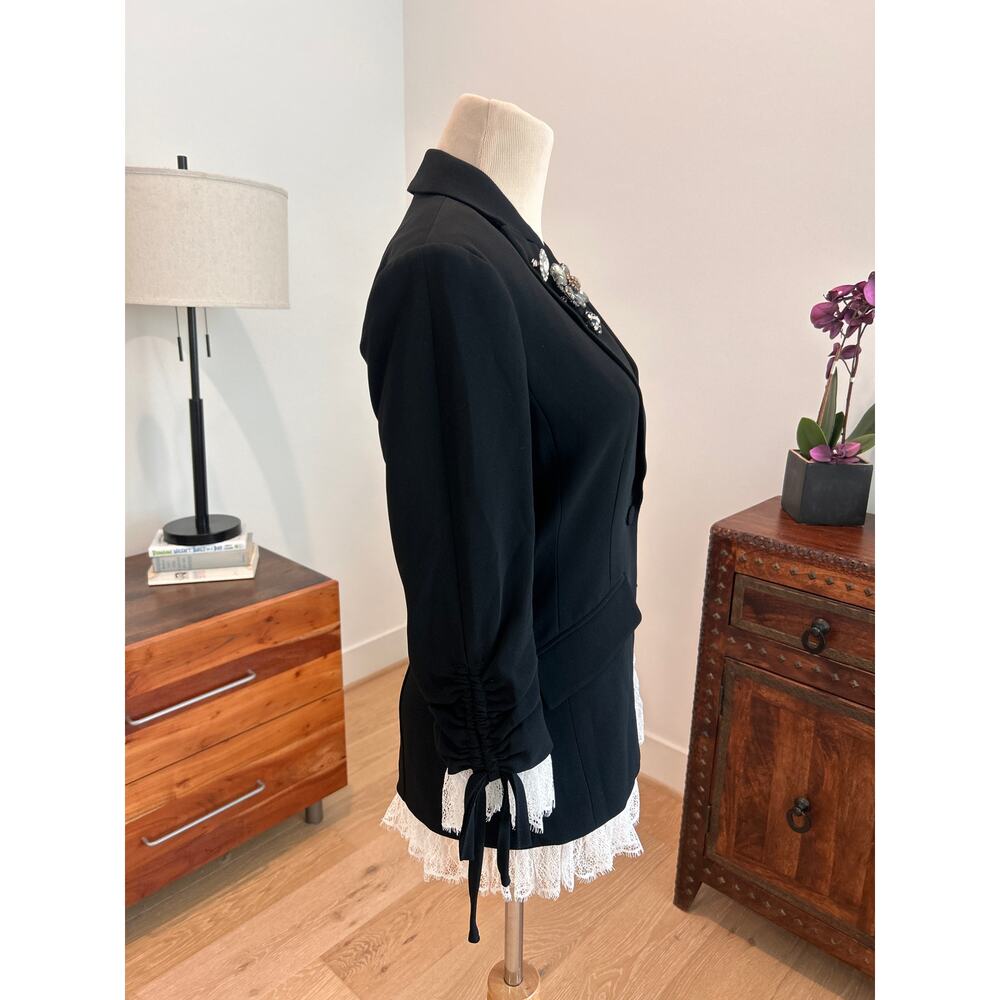Cinq à Sept Roxie Blazer Rare Size 00 Black Ivory Lace NWT orig $695 - Picture 4 of 8